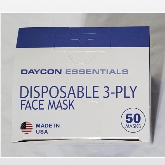 New Unisex 50 Blue & White Disposable Face Masks - Picture 4 of 13